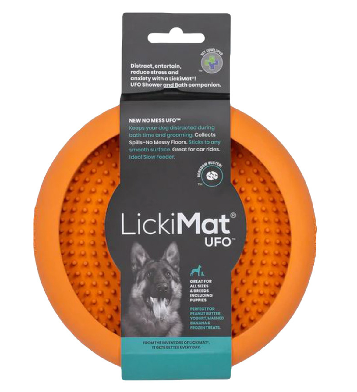 Lickimat UFO dog food bowl orange