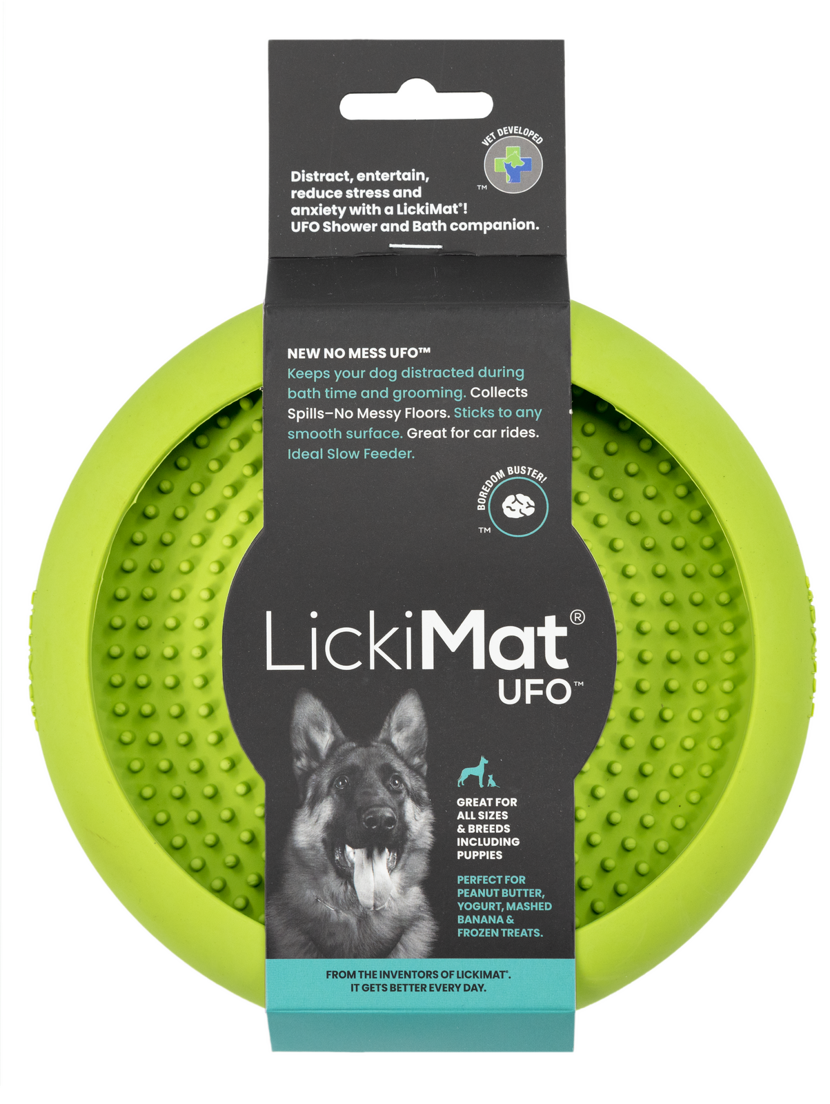 Lickimat UFO dog food bowl green