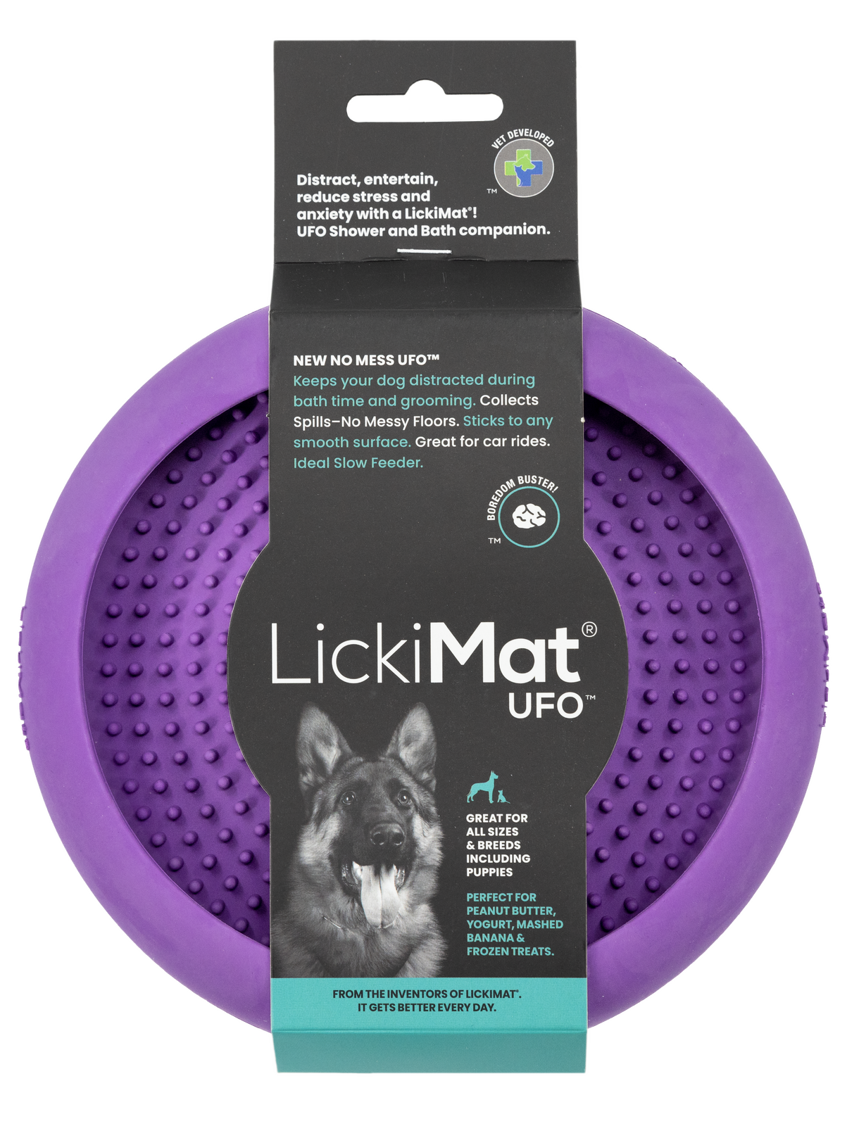 Lickimat UFO dog food bowl purple